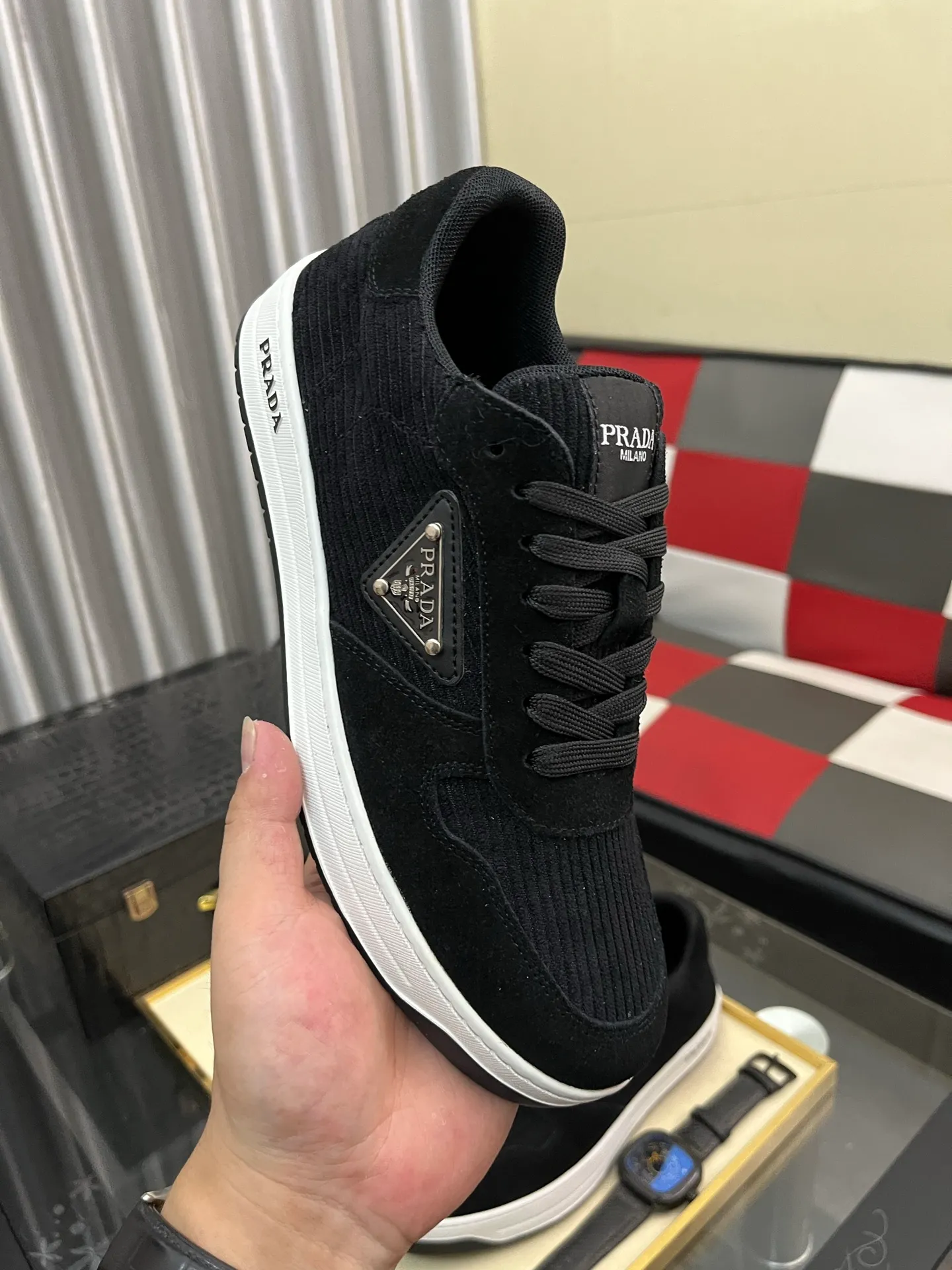 Men's shoes 💰380⌚️⌚️【PRADA】Prada casual shoes, originally developed 1:1, made of high-mercerized cowhide with imported cowhide, silk sheepskin lining, rubber outsole, comfortable and soft on the foot, size: 38-444️⃣Colors available